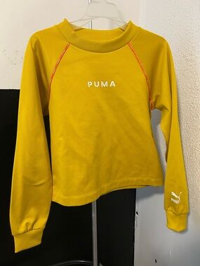 Puma Yellow Crewneck with White Logo Trim